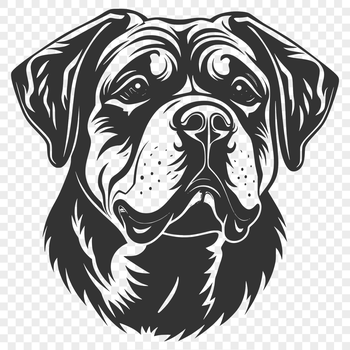 A close-up vector illustration of a Rottweiler's head, ideal for custom designs or pet enthusiasts.