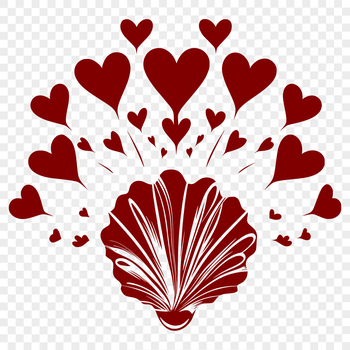 Illustrative seashell icon with heart details, suitable for seaside theme designs.