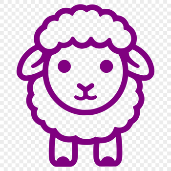 A simple line drawing of a full-body farm animal, easily recognizable as a sheep.