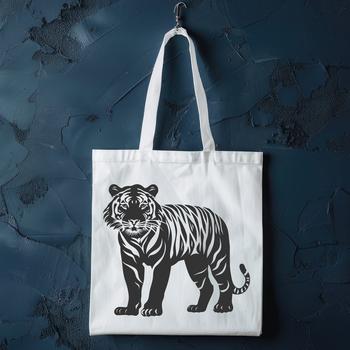 A large, standing tiger with its fur and features clearly defined in a vector format.