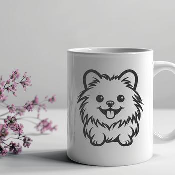 An SVG vector design of a cute sitting Pomeranian animal.