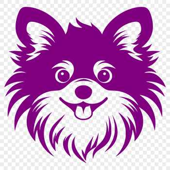 A high-quality vector illustration of a small Pomeranian dog's head with detailed features.