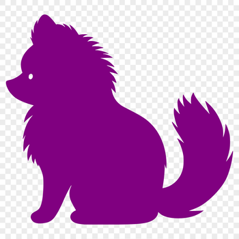 A small breed dog with a fluffy coat sitting on its haunches.