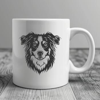 Illustrative Australian Shepherd dog breed illustration in a vector format for graphic design and crafting projects.