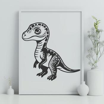 A detailed illustration of a small prehistoric dino standing on its feet.