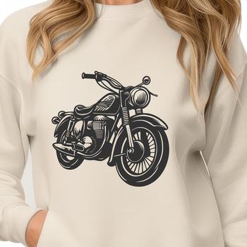 A vector illustration of a motorcycle with sleek design and metallic details.
