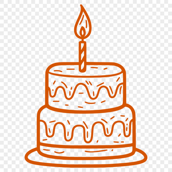 A colorful illustration of a birthday cake with candles, suitable for digital designs and cutting machine templates.