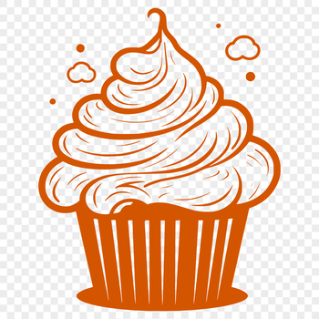 A colorful illustration of a single decorated cupcake on a white background, suitable for digital use in various projects.