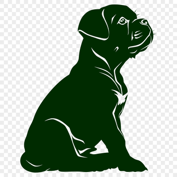 An illustration of a sitting Boxer dog in full body view, suitable for digital designs and vector art.