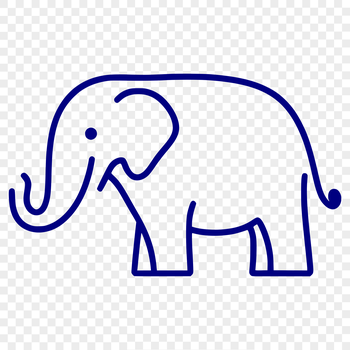 A detailed digital illustration of a single gray elephant in various poses.