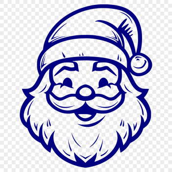 A classic illustration of Santa Claus with his head turned slightly to the side, wearing a red hat and coat.