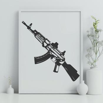 An accurate rendering of a rifle in vector format suitable for commercial or personal use.