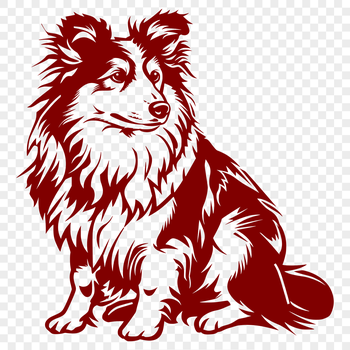 A full-body illustration of a sitting Shetland sheepdog dog breed, suitable for pet owners or enthusiasts.