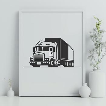 A digital vector illustration of a semi truck, ideal for cutting machines and stencils.