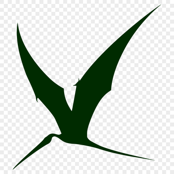 A large prehistoric pteranodon dinosaur depicted in full body silhouette, suitable for vector graphics and design projects.