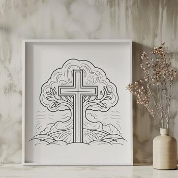 A stylized vector representation of a traditional Christian crucifix symbol.