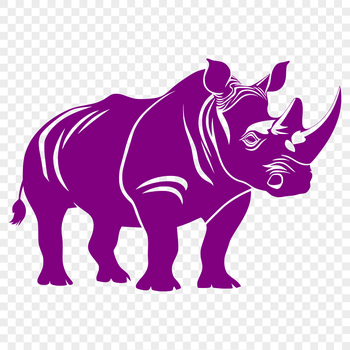 A detailed illustration of a rhino in profile, suitable for vector art and graphic design.