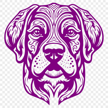 A detailed illustration of a Rottweiler's head in vector format.