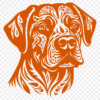 A close-up illustration of a Rottweiler's head, designed with vector art for digital use.