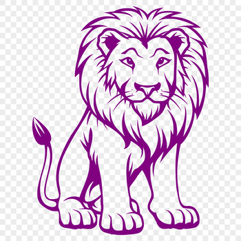 A sitting lion with a full body view, depicted in a vector format.