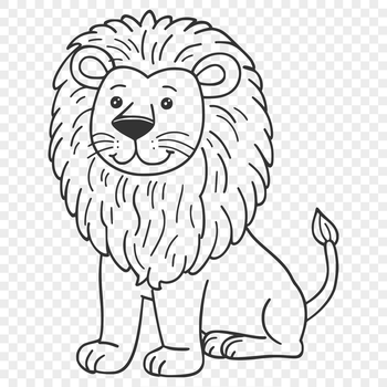 A detailed illustration of a lion sitting on its haunches, depicted as a vector graphic.