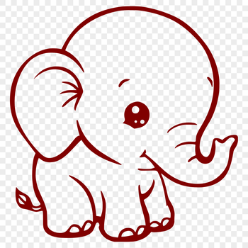 An illustration of a standing elephant from the side.