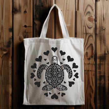 A sea turtle depicted in full body pose with love hearts surrounding it, suitable for various digital applications.