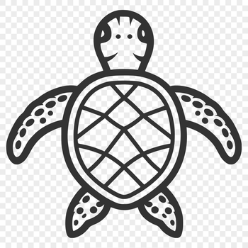 A detailed illustration of a sea turtle's full body, highlighting its distinctive shell and flippers.