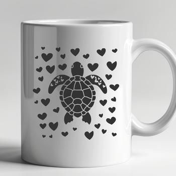 A detailed illustration of a full-body sea turtle, suitable for digital cutting machines and vector art.