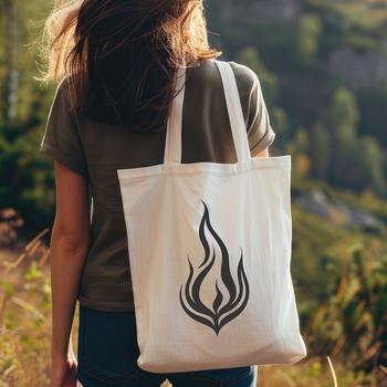 A graphic representation of a fire element with bold lines and shapes.