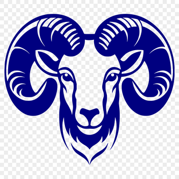 A detailed illustration of a ram's head.