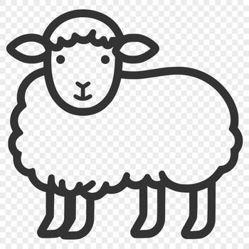 A simple line drawing of a farm animal with its full body visible.