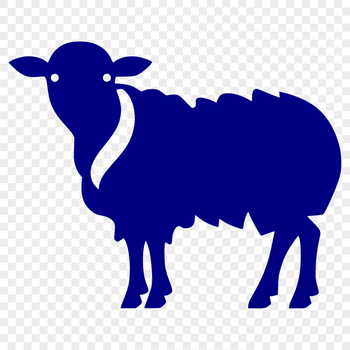 A detailed illustration of a farm animal, featuring a full-body view of a sheep with realistic textures and features.