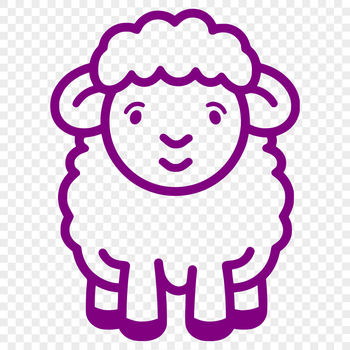 A simple line drawing of a sheep's full body, suitable for various applications.