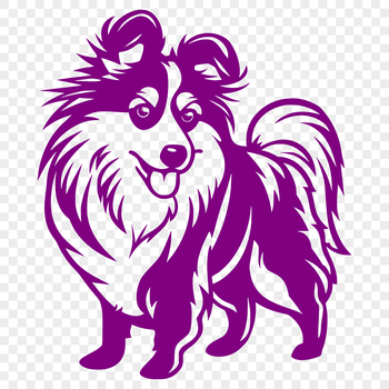 A medium-sized dog breed with a thick coat, standing on its hind legs.