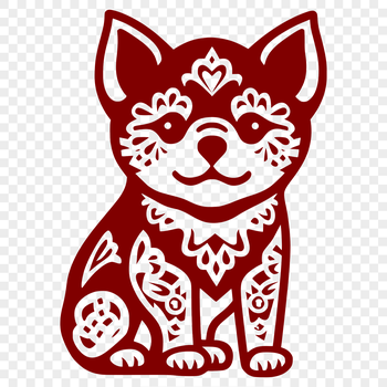 A full-body illustration of a sitting Shiba Inu dog in ornate detail.