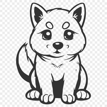 An illustration of a sitting Shiba Inu dog in full body view.