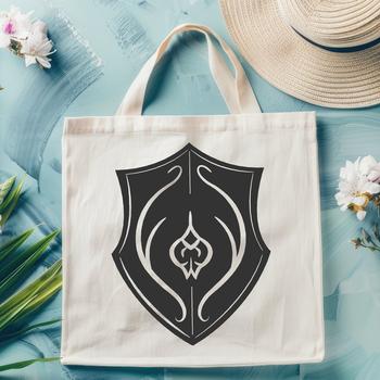 A metallic shield with a rounded shape and a prominent central emblem, suitable for vector art projects.