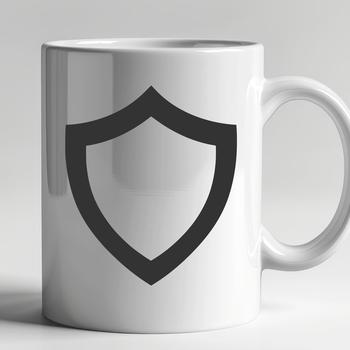 A simple line drawing of a shield with a rounded shape and straight edges, suitable for vector art designs.