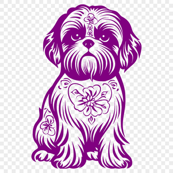A vector graphic representation of a seated Shih Tzu animal with intricate design elements.