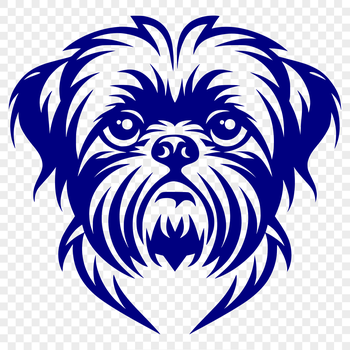 A vector illustration of a small dog with a rounded head and fluffy fur.