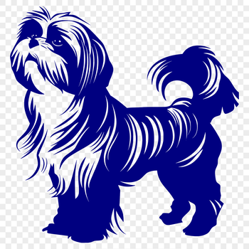 A small, fluffy dog with a distinctive face and long coat stands on its hind legs.
