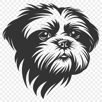 A vector illustration of a Shih Tzu dog's head with detailed features.