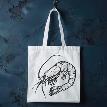 A detailed illustration of a shrimp's full body, useful for graphic design and digital art projects.