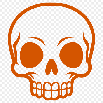 A simple line drawing of a witchcraft-themed design featuring a skull, inspired by gothic and horror aesthetics.