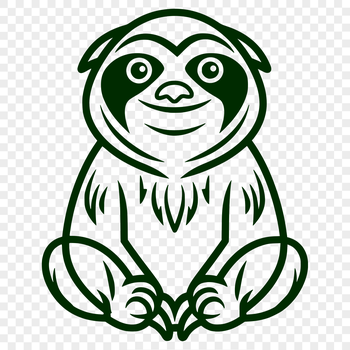 A detailed illustration of a sloth's full body from various angles.