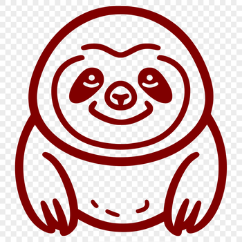 A simple line drawing of a sloth animal in vector format.