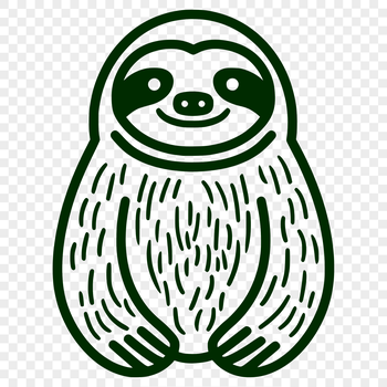 Illustrated sloth animal icon in vector format for digital design and crafting projects.