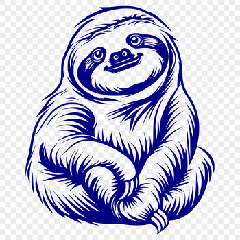 An illustration of a sloth's full body, suitable for use in various digital formats including SVG.
