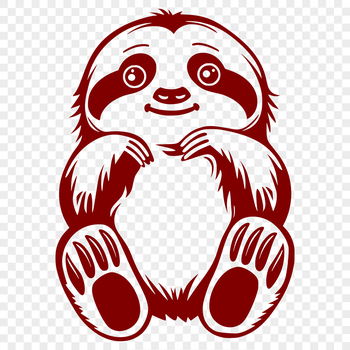 A cartoon illustration of a sloth in full body pose, suitable for digital cutting machines like Cricut.
